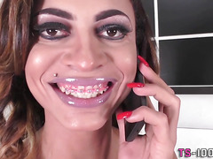 transexual beauty gets cumshot