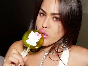 Ladyboy Lanta Licks The Lollipop Before The Action