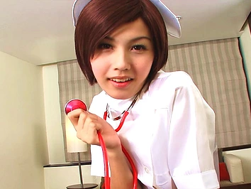 Ladyboy Nurse Strips and Jerks Off