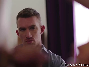 Redhead tgirl Foxxy receives relentless ass pounding from Tony Sting