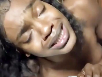 Ebony tgirl shows her face during rough painal